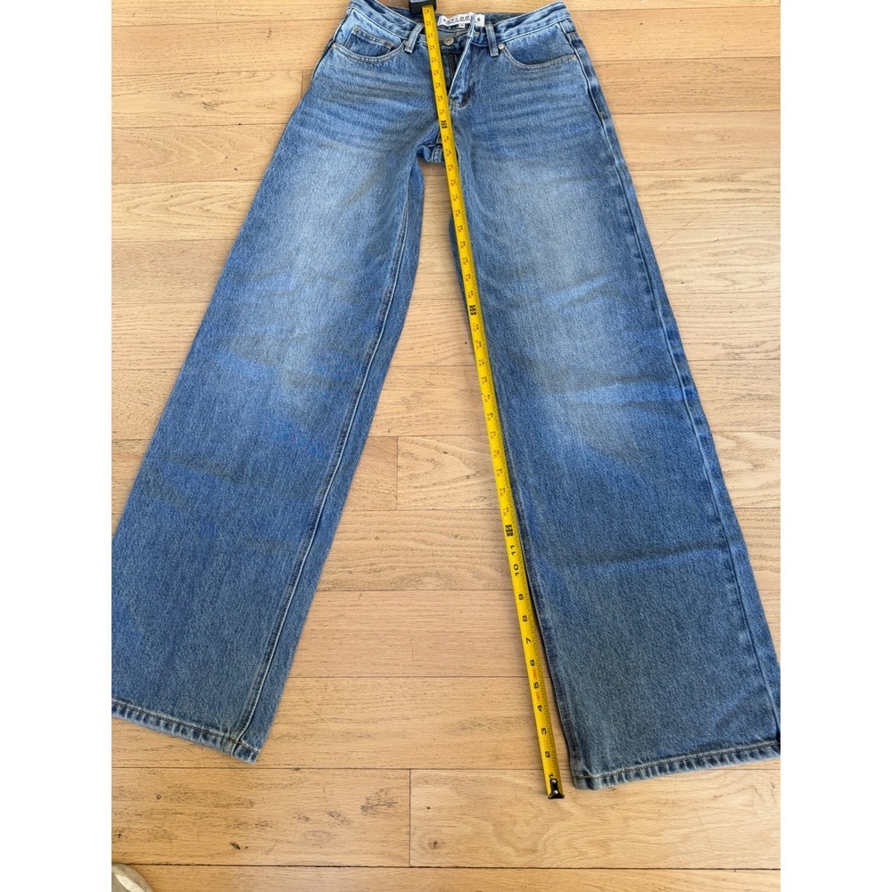 Sky Dolls Tall Women Baggy Straight Leg Jeans Medium Wash Blue 100% Cotton XS - Picture 5 of 12